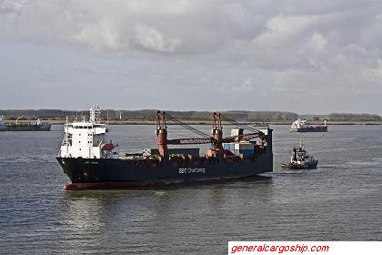 General cargo ship BBC-Kusan mounted with deck cranes